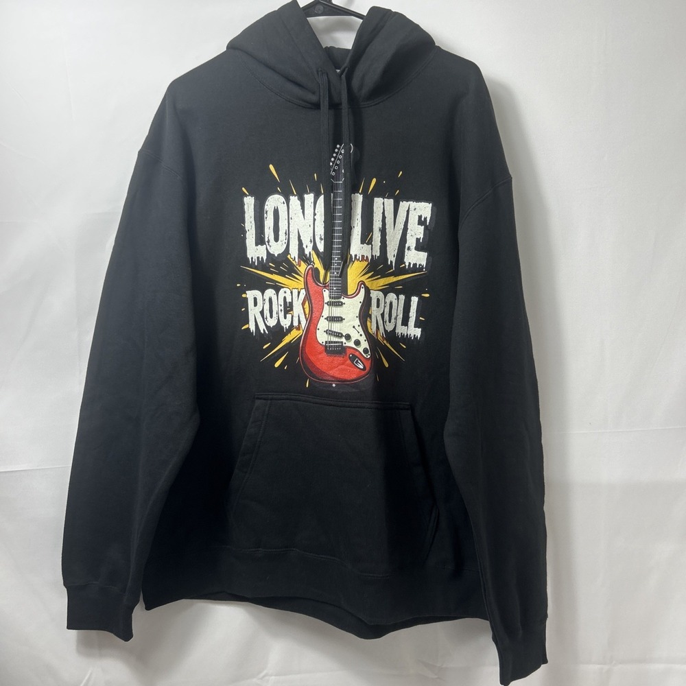 Long Live Rock & Roll Pull Over Hoodie Men's XL Black Long Live Rock Graphic